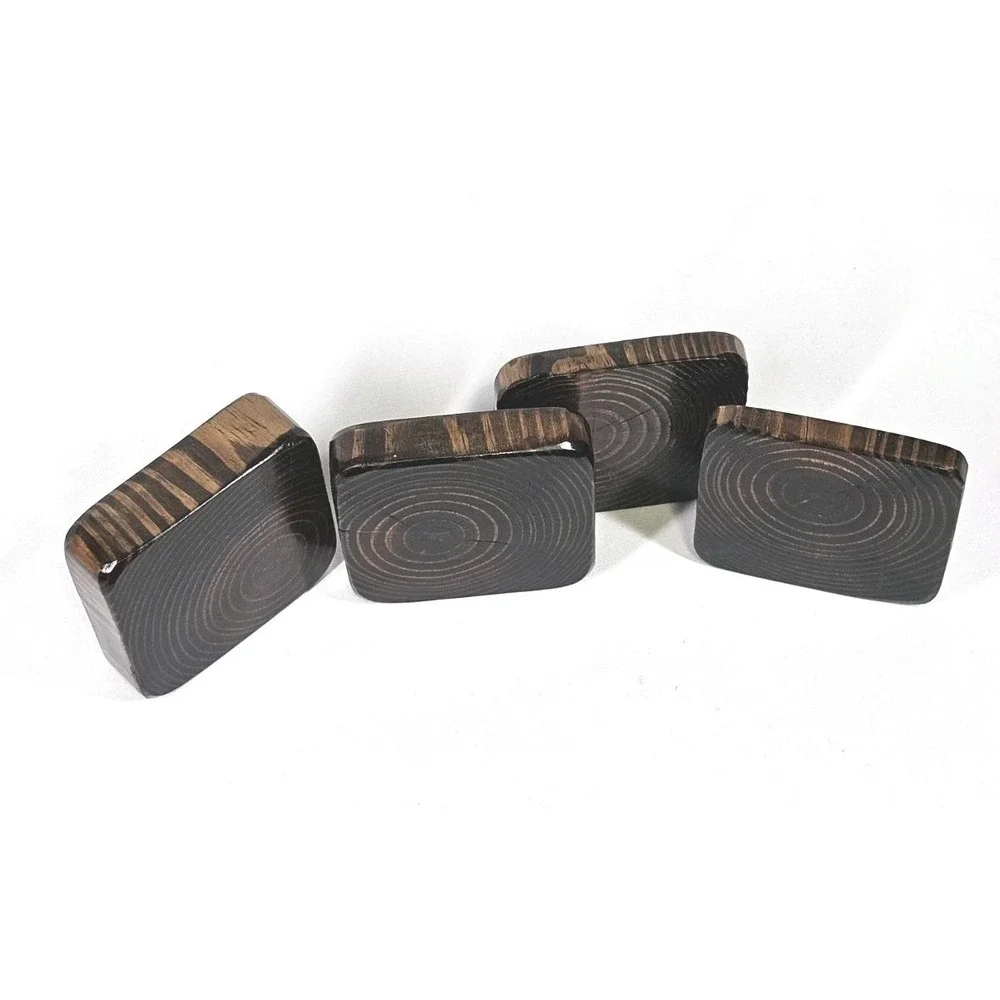 Set of 4 Multi-size Handmade Rustic Wooden Square Drink Coasters Table Protector